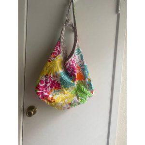 💕5/$35💕Thirty One 31 Floral Dots Reversible Shoulder Crossbody Hobo Bag Tote